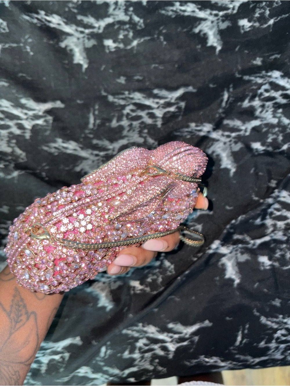 Embellished Pink Crystal Evening Wristlet